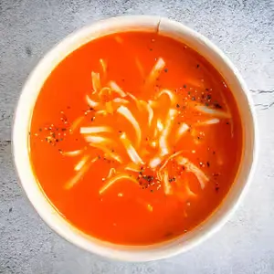 Individually Packaged Side: Vegan Tomato and Roasted Red Bell Pepper Soup (No Cheese) Individually Packaged Side: Vegan Tomato and Roasted Red Bell Pepper Soup (No Cheese)