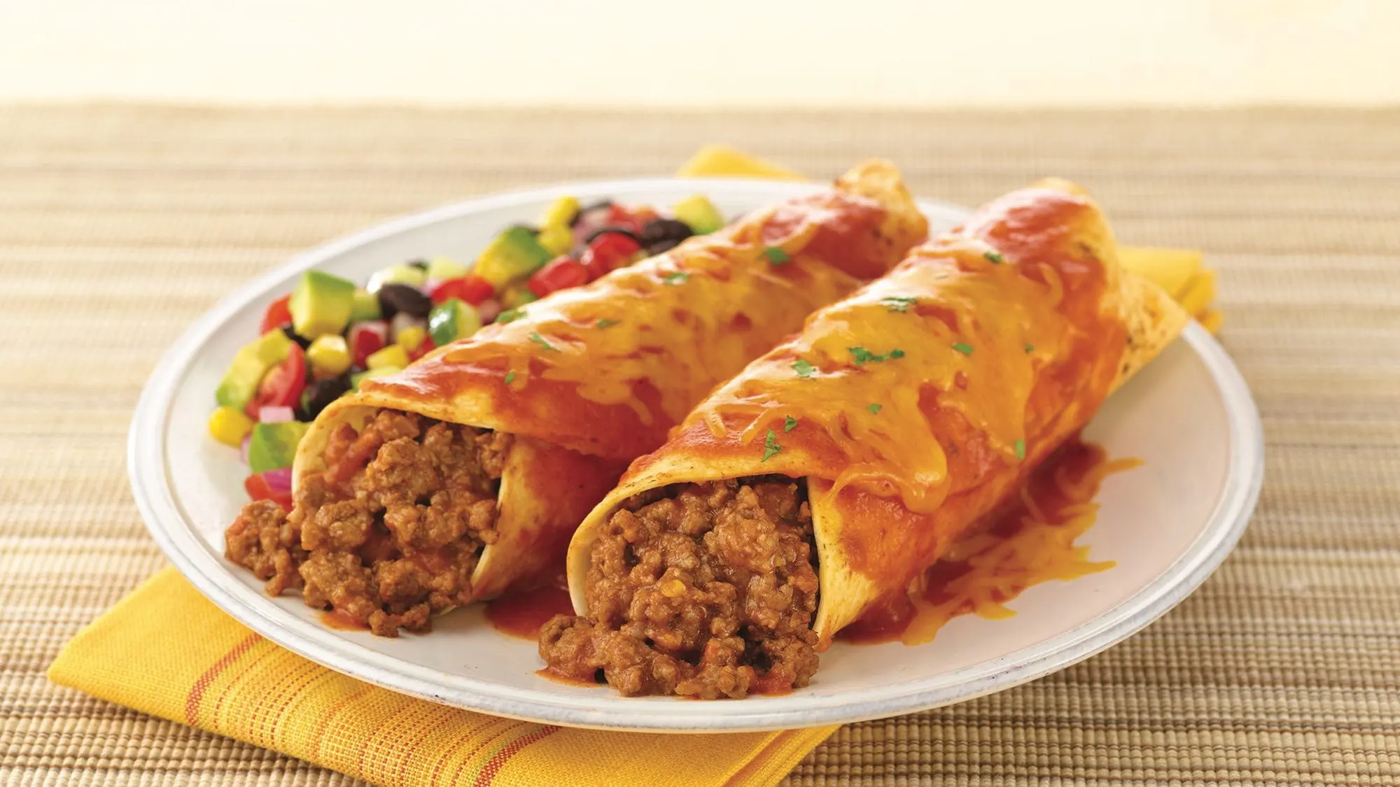 Carne Asada Enchiladas with Mixed Green Salad