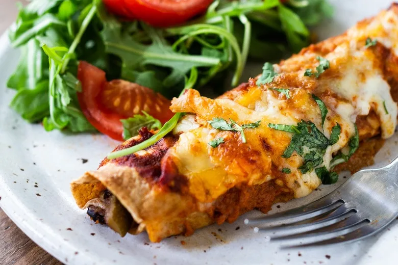 Vegan Enchiladas with Mixed Green Salad