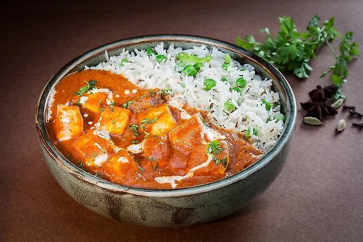 Paneer Tikka Masala, Pulav Rice & Chana Masala