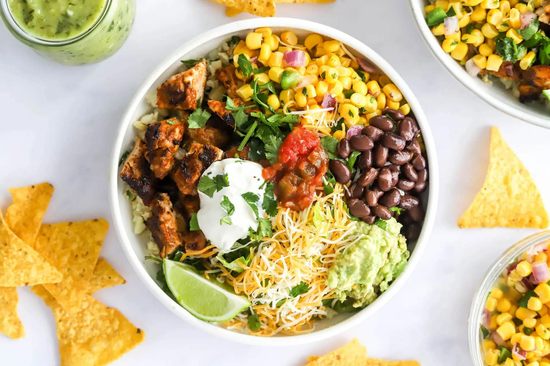 Chicken Bowl with Chips and Salsa Chicken Bowl with Chips and Salsa