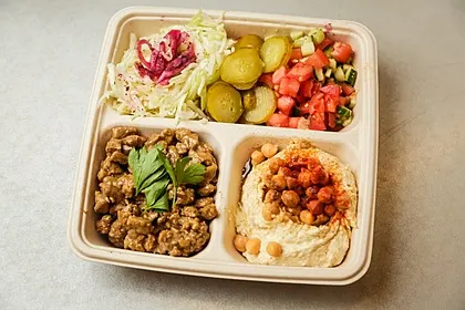 Chicken Shawarma Salad Bowl with White Pita Chicken Shawarma Salad Bowl with White Pita