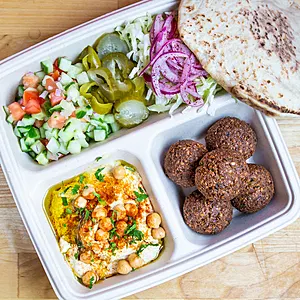 Falafel Mixed Greens with White Pita Falafel Mixed Greens with White Pita