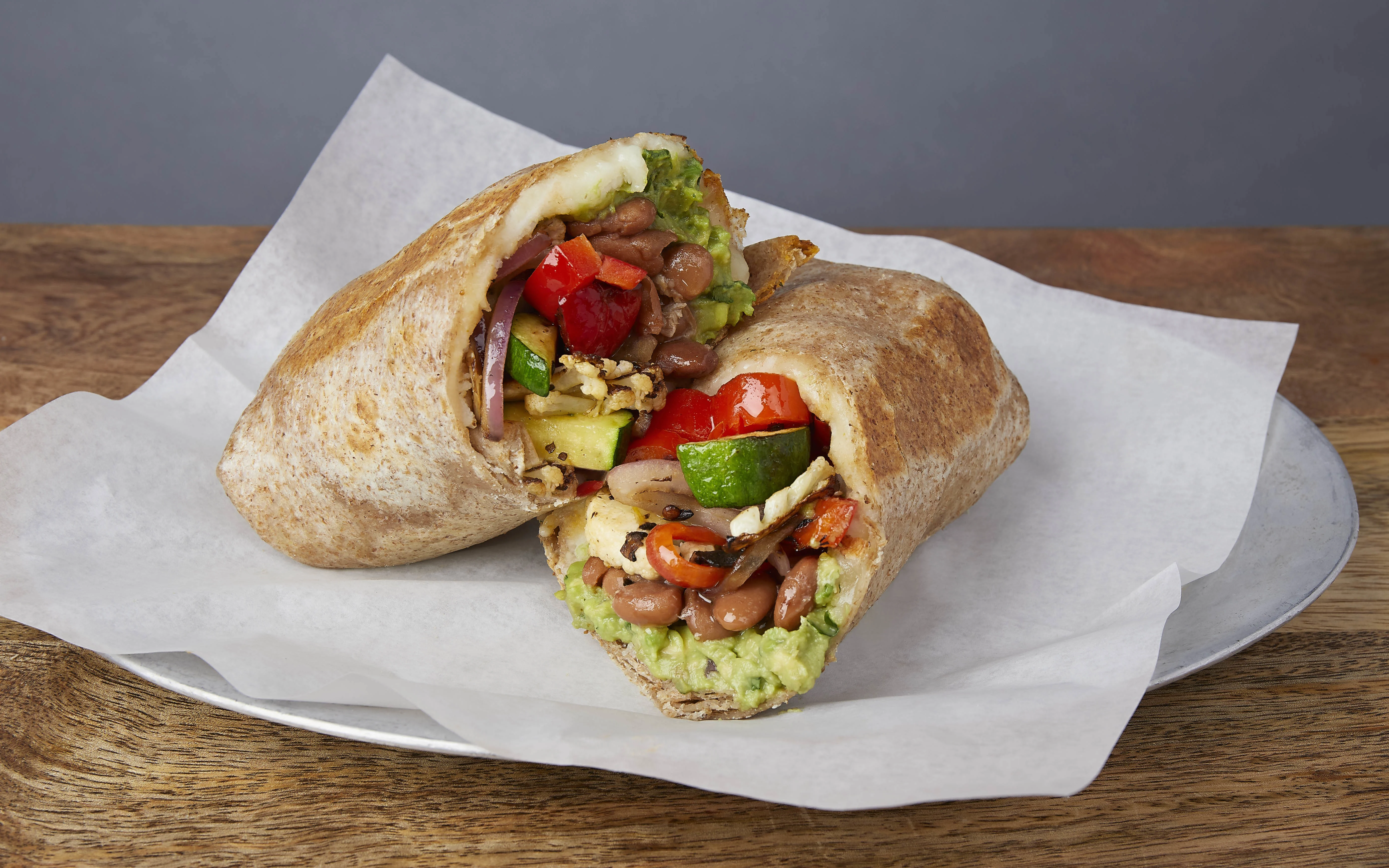 Boxed Vegan Grilled Veggie Breakfast Burrito (no eggs, no cheese)