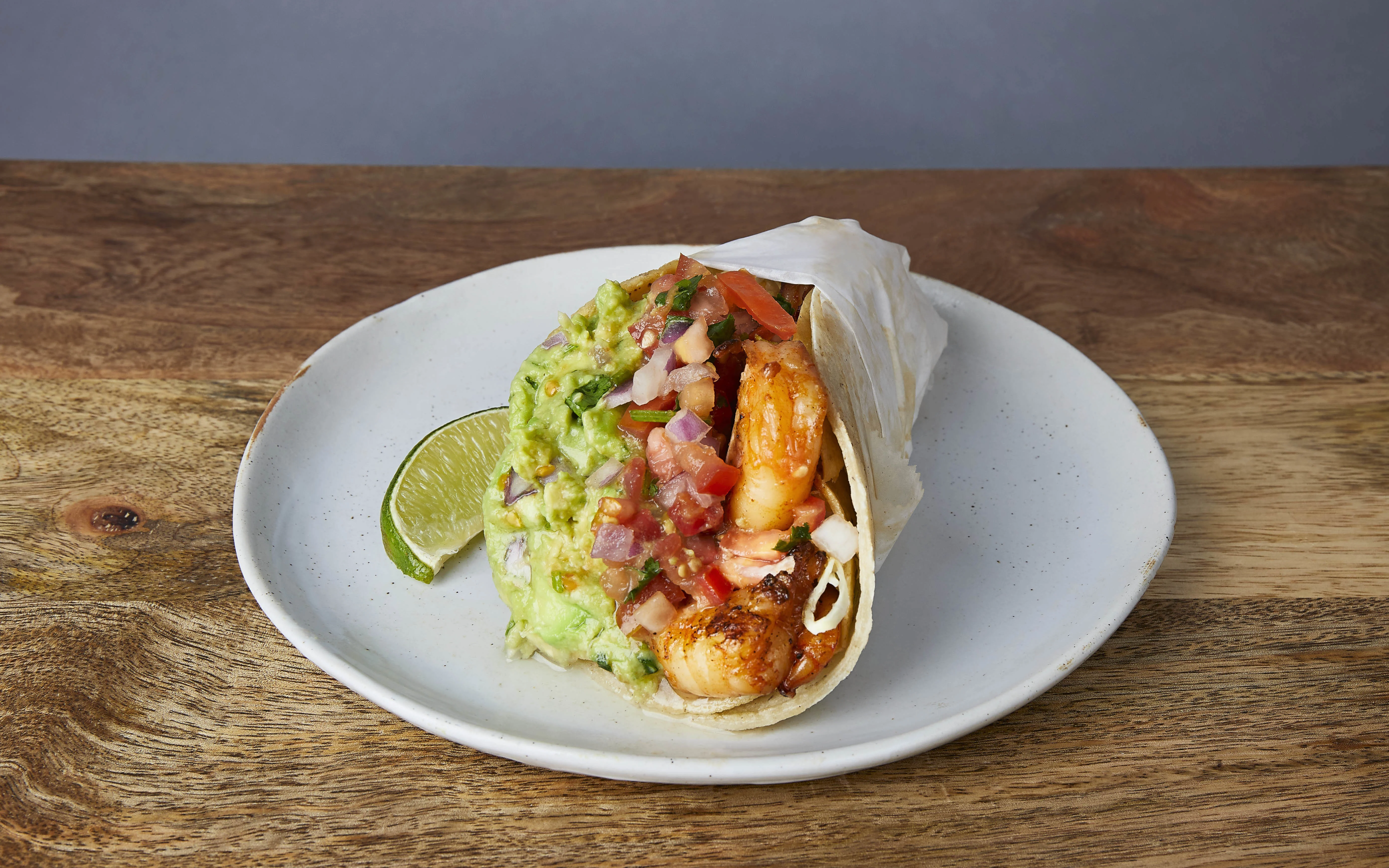 Grilled Shrimp Crispy Taco with Chips & Pico Box