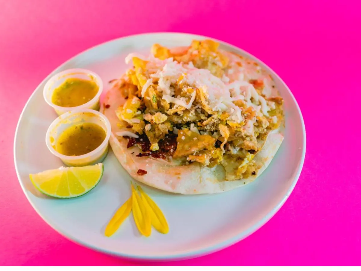 Migas and Cheese Taco on a Flour Tortilla