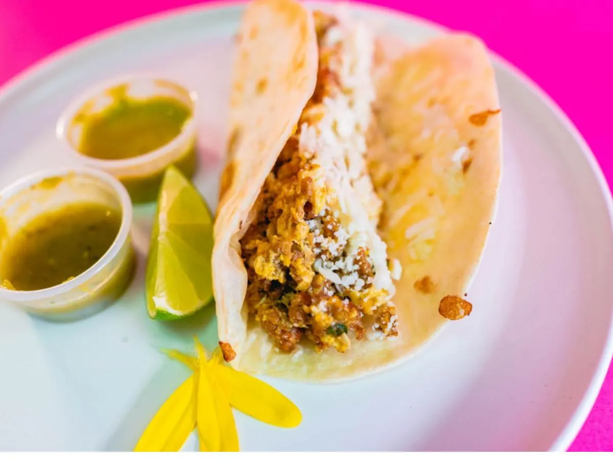 Chorizo, Egg, and Cheese Taco on a Corn Tortilla