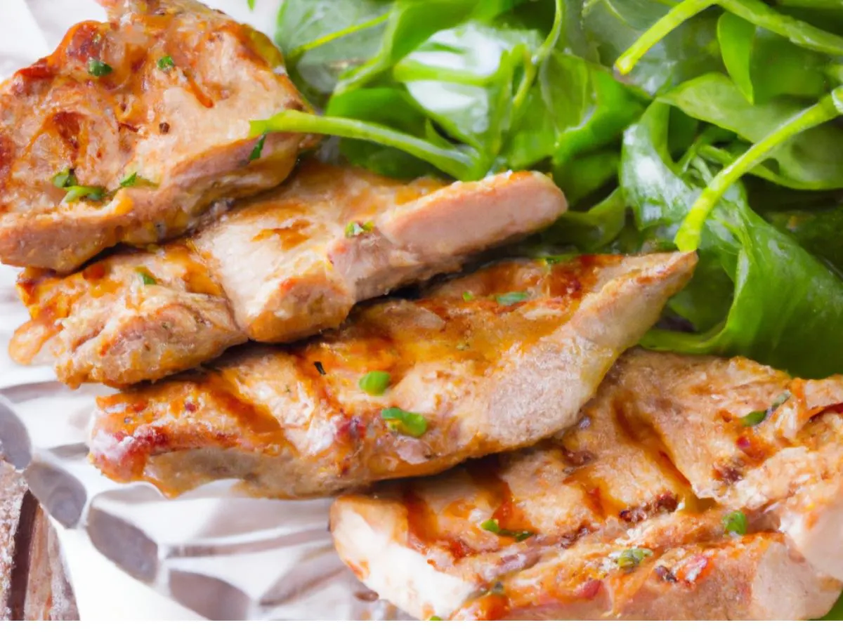 Grilled Pork with Spring Mix & Kaffir Lime Vinaigarette Grilled Pork with Spring Mix & Kaffir Lime Vinaigarette