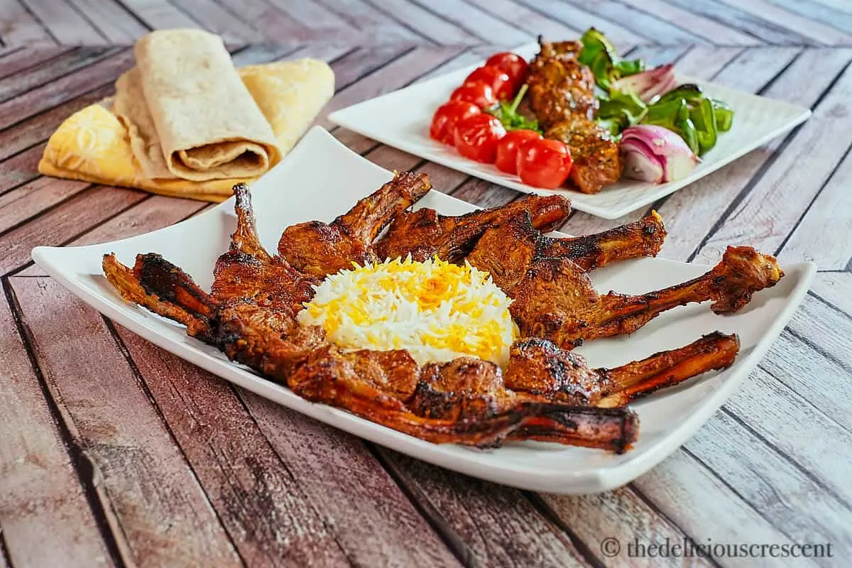 Grilled Lamb Chops & Chicken Skewers, Mediterranean Rice, Grilled Vegetables Grilled Lamb Chops & Chicken Skewers, Mediterranean Rice, Grilled Vegetables