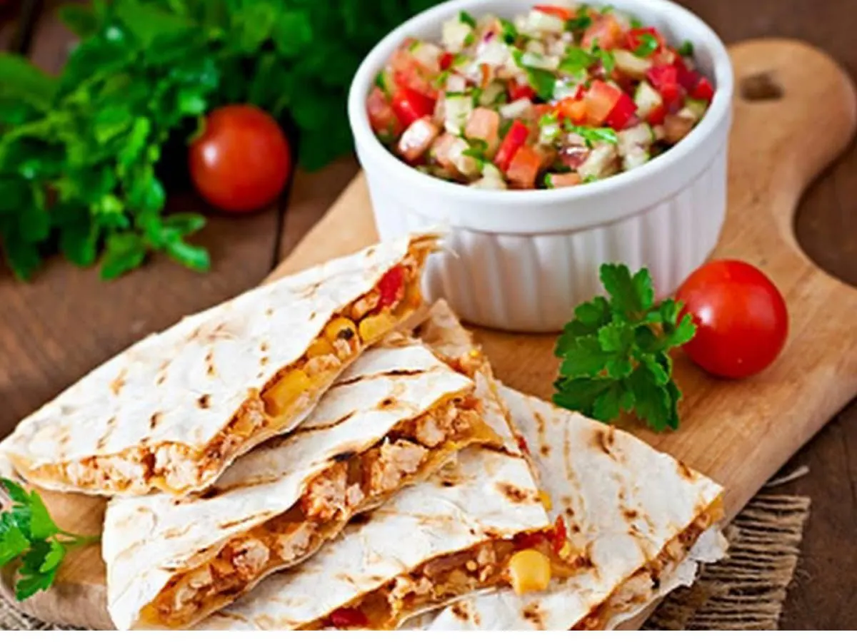 Cuban Spiced Chicken Quesadilla with Chips & Salsa Cuban Spiced Chicken Quesadilla with Chips & Salsa