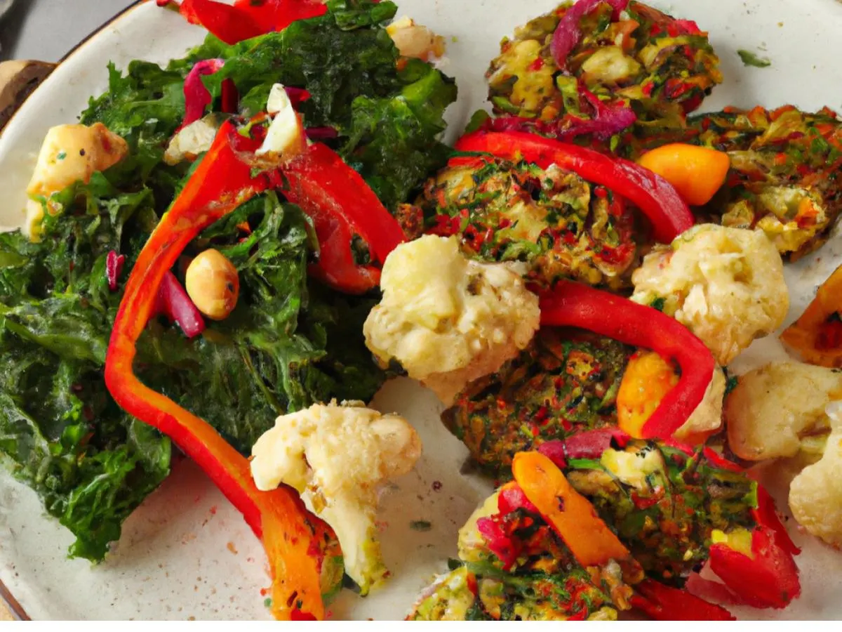 Light Carb Vegetarian Caulifower Fritters With Kale Salad.