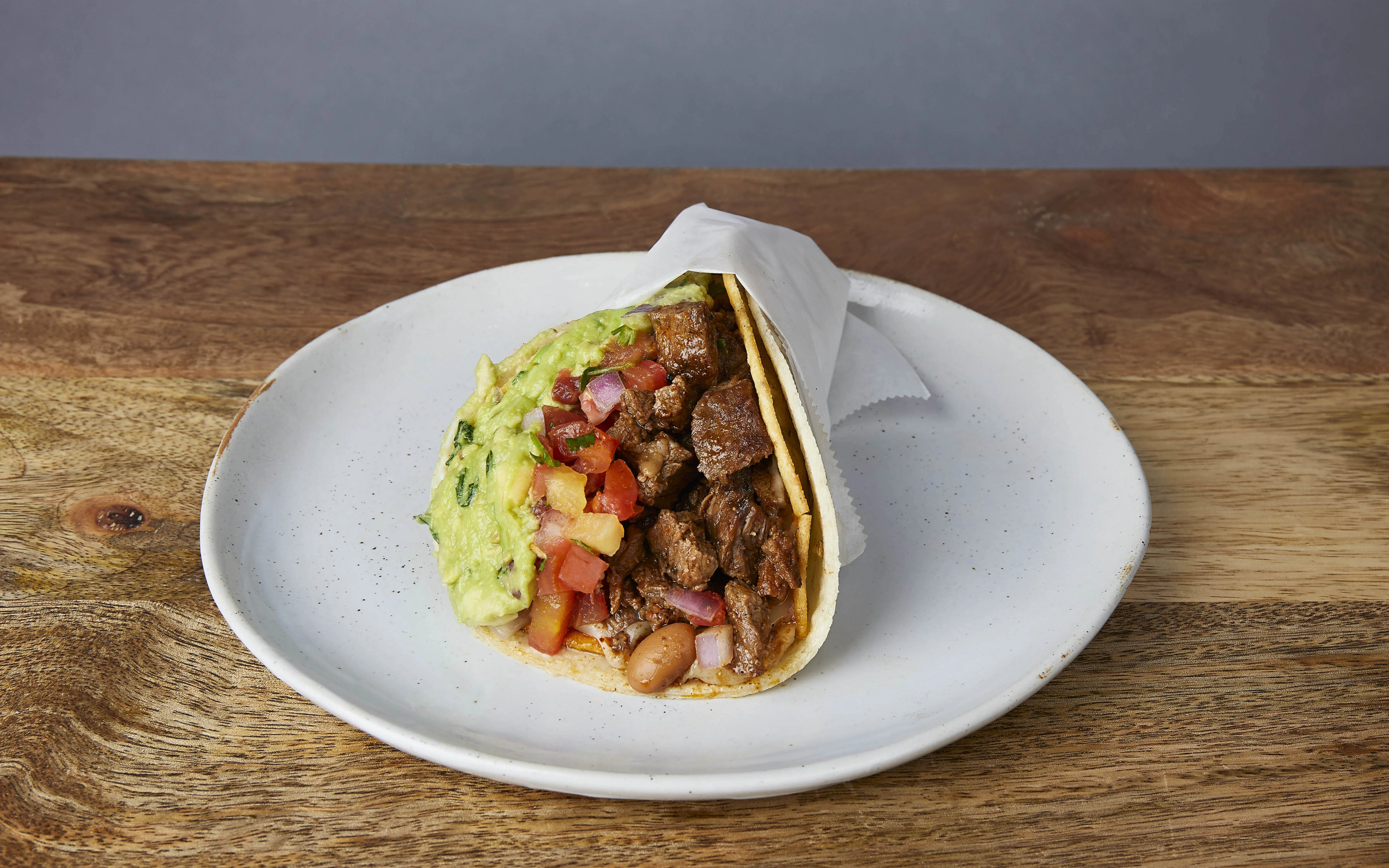 Beef Carne Asada Street Tacos with Rice, Beans & Chips Box