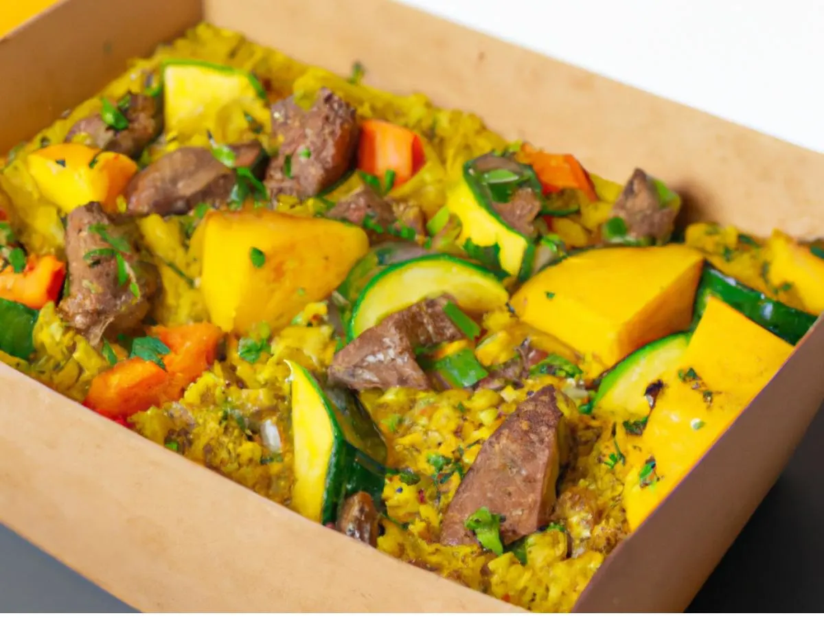 Beef Pelau with Curry Squash and Mixed Steam Veg Beef Pelau with Curry Squash and Mixed Steam Veg