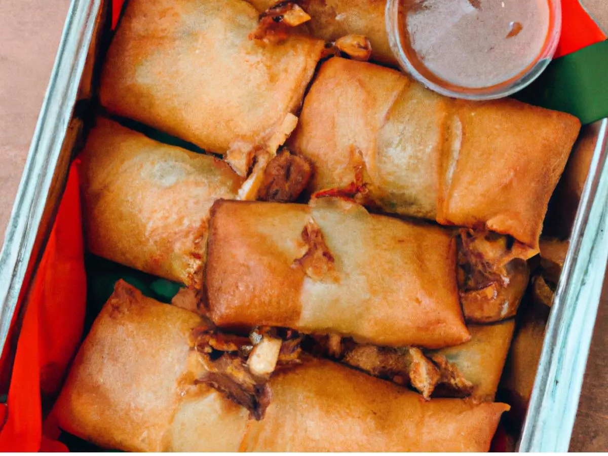 Crispy Pork eggrolls with home made sweet-sour sauce Crispy Pork eggrolls with home made sweet-sour sauce