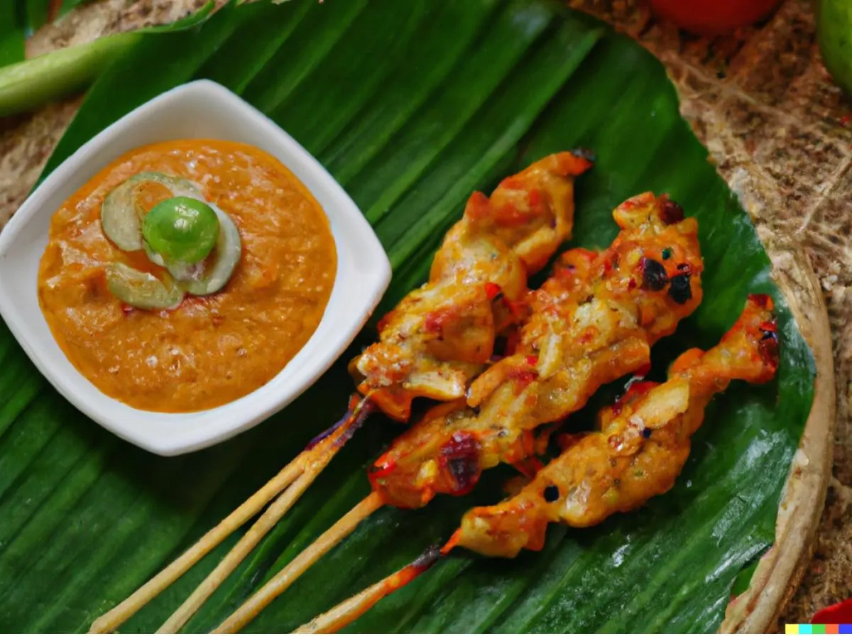 Chicken "satay" with picante peanut sauce Chicken "satay" with picante peanut sauce