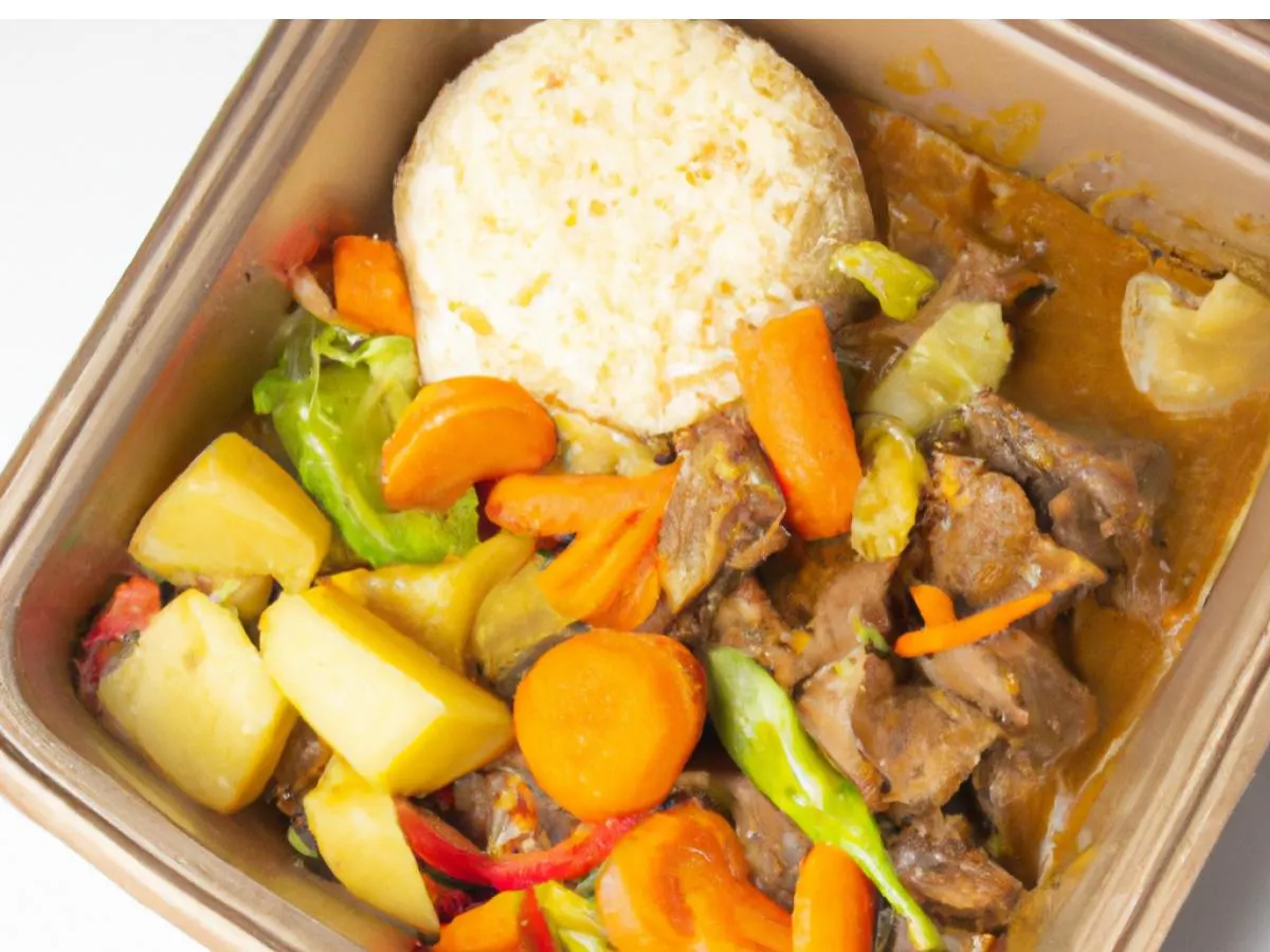 Curry Goat with White Rice and Mixed Steam Veg Curry Goat with White Rice and Mixed Steam Veg