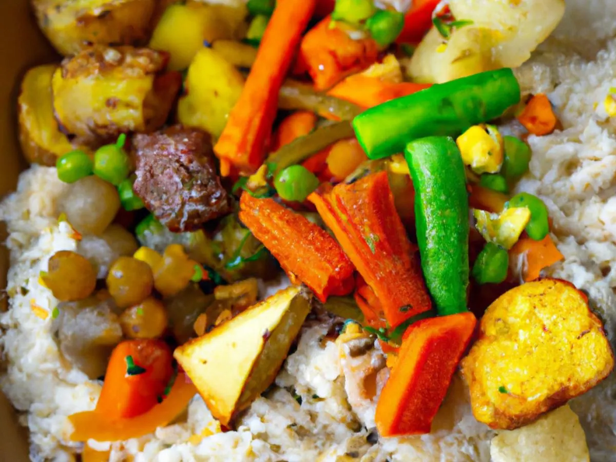 Jerk Tofu with Rice, Peas and Root Veg Medley Jerk Tofu with Rice, Peas and Root Veg Medley