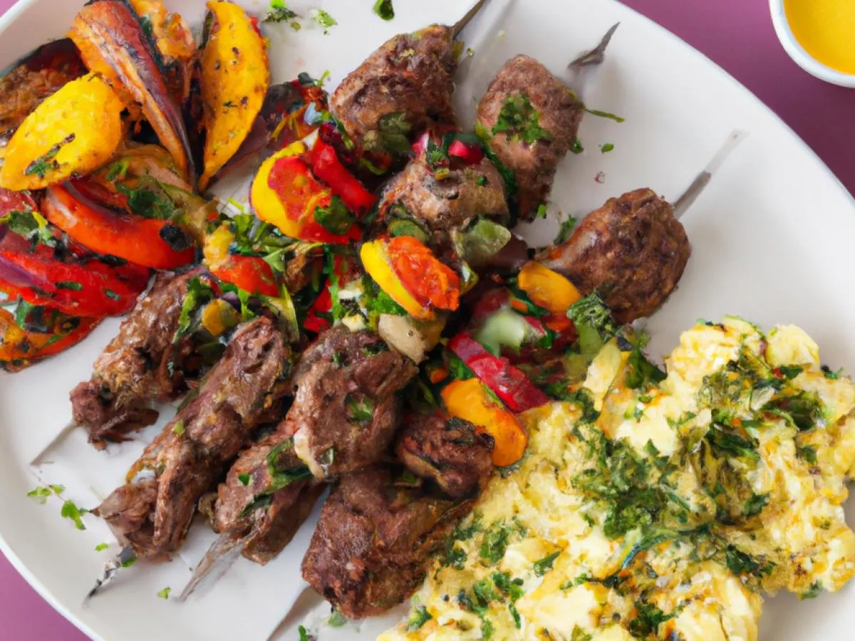 Lamb Loin Kebabs with Mashed Potatoes and Roasted Veggies Lamb Loin Kebabs with Mashed Potatoes and Roasted Veggies