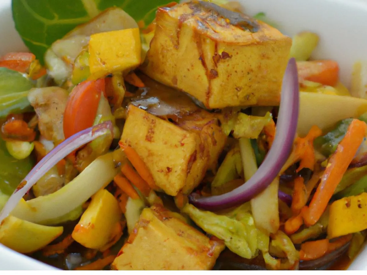Jerk Tofu with Curry Squash and Mixed Steam Veg Jerk Tofu with Curry Squash and Mixed Steam Veg