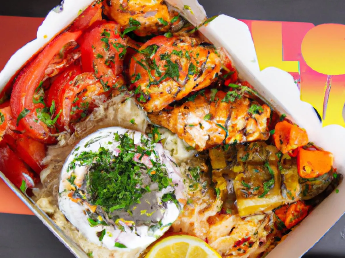 Chicken Koobideh with Grilled Veggies, White Rice and Tzatziki Sauce