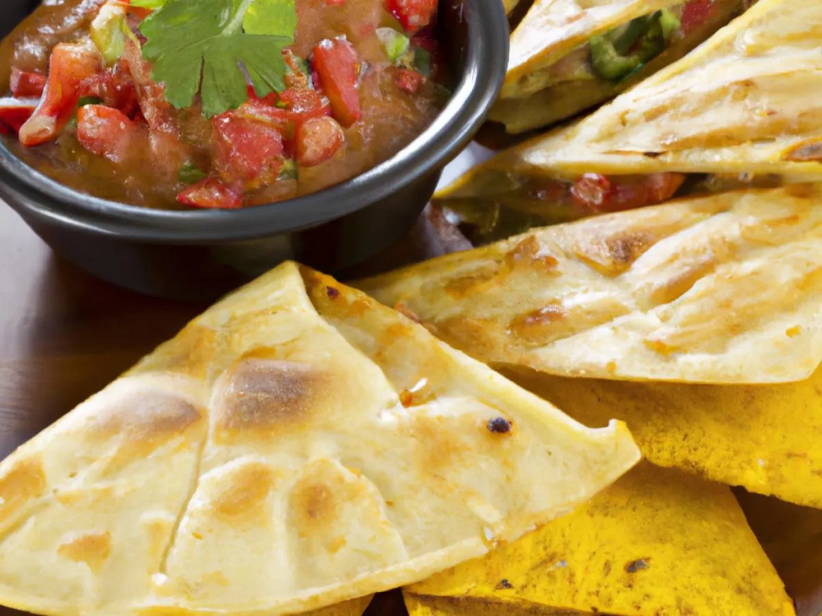 Caribbean Roasted Pork Quesadilla with Chips & Salsa Caribbean Roasted Pork Quesadilla with Chips & Salsa