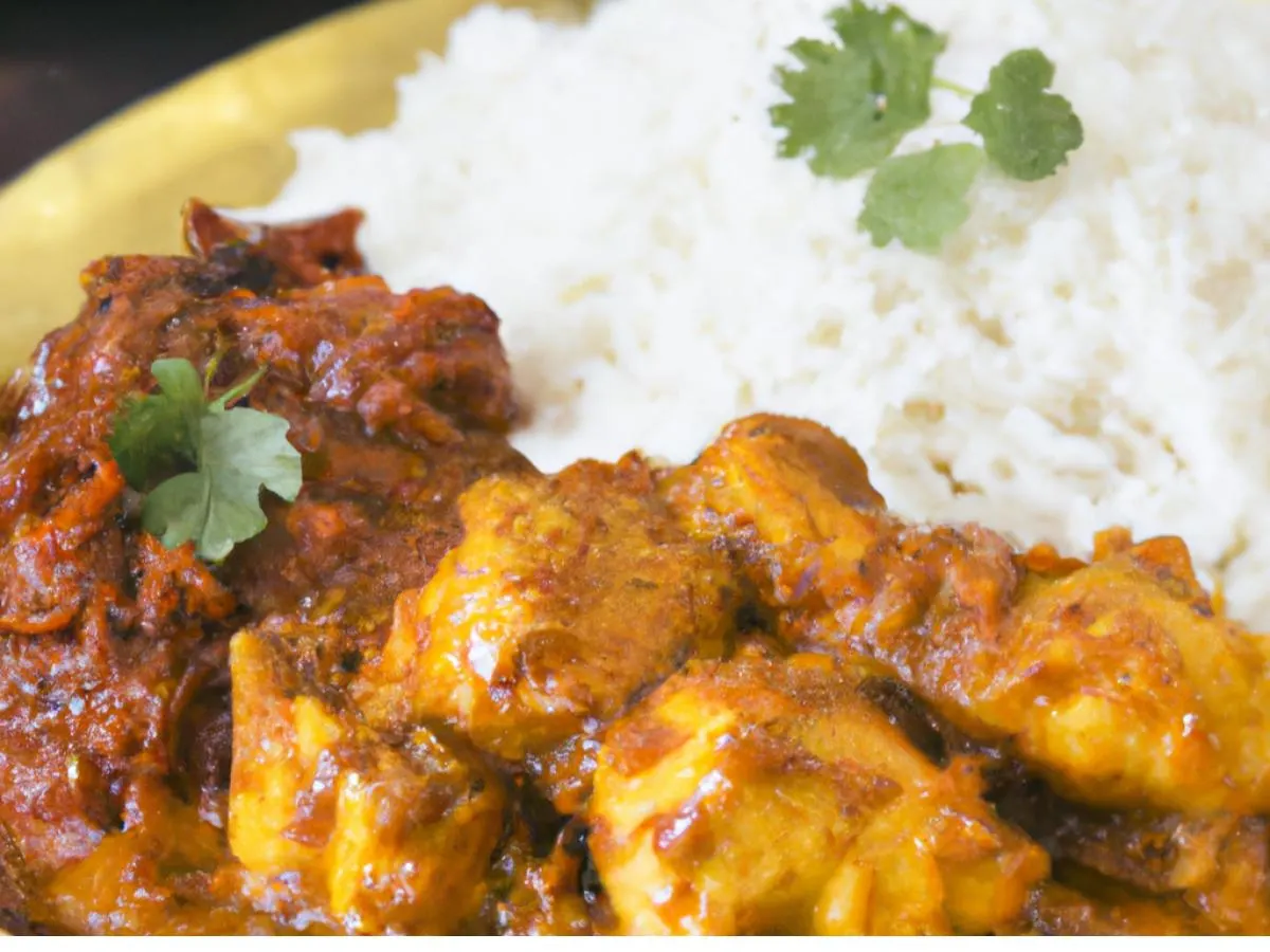 Chicken Vindaloo with Basmati Rice and Aloo Gobi Chicken Vindaloo with Basmati Rice and Aloo Gobi