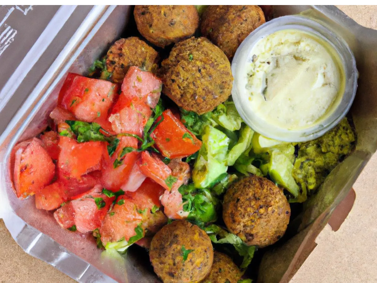 Falafel Balls With Garden Salad and Hummus with Pita Falafel Balls With Garden Salad and Hummus with Pita