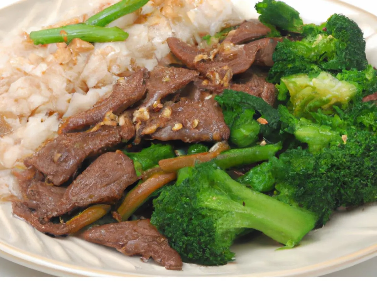 Beef and Broccoli with Brown Rice and String Beans Beef and Broccoli with Brown Rice and String Beans