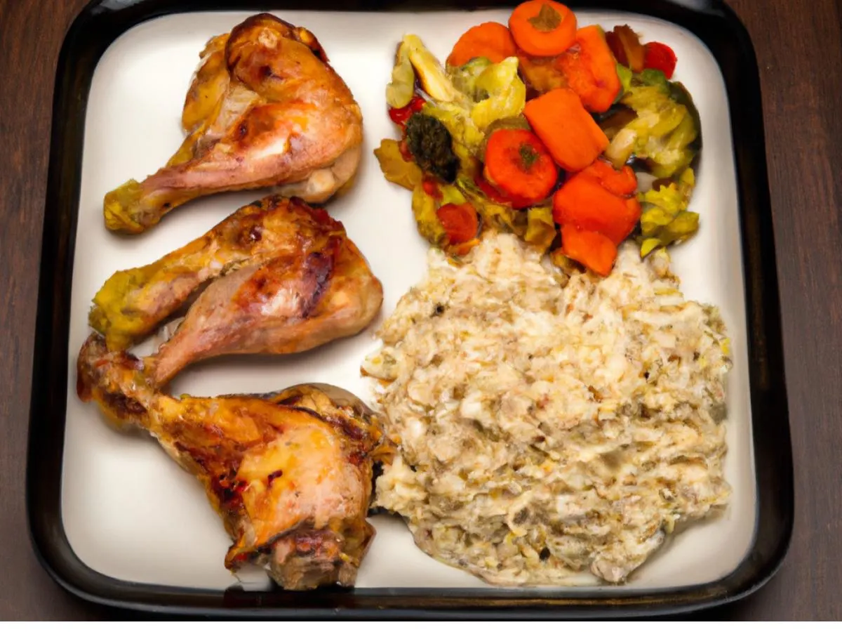 Halal Light Carb Chicken a la Provencale, Broccoli, Carrots, Cauliflower Rice