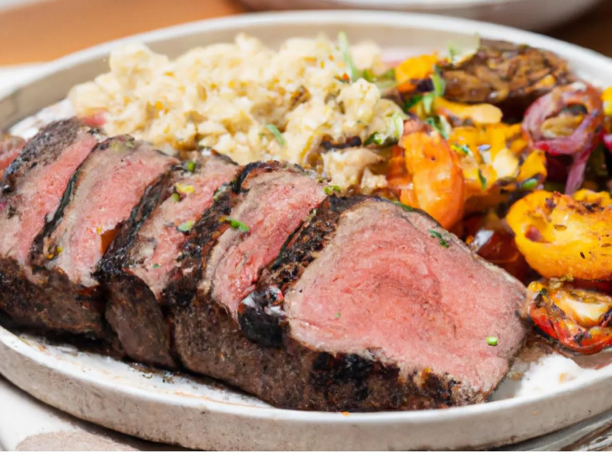 Balsamic Flank Steak with Quinoa Salad and Seasonal Vegetables