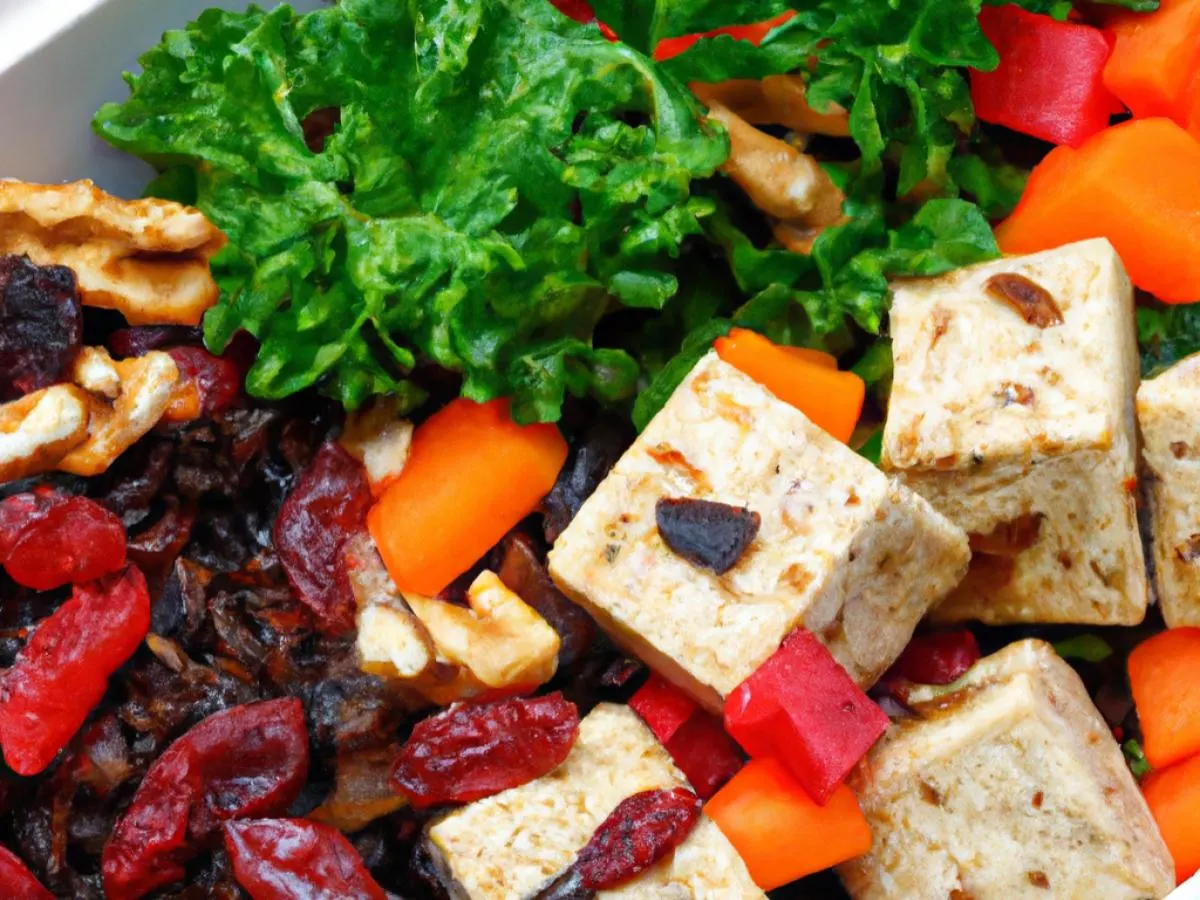 Tofu Kale Salad With Wild Rice