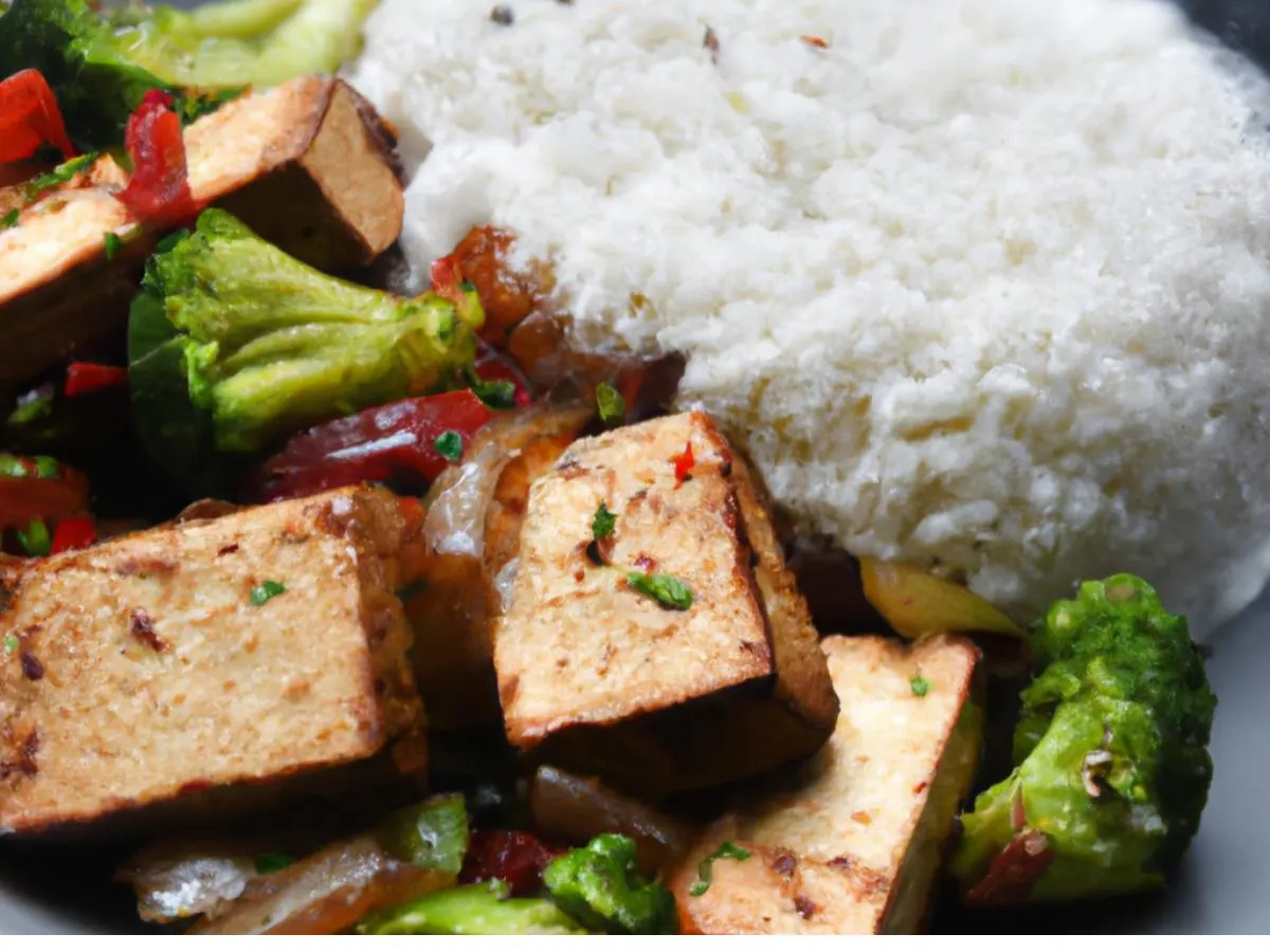 Jerk Tofu with White Rice and Mixed Steam Veg Jerk Tofu with White Rice and Mixed Steam Veg
