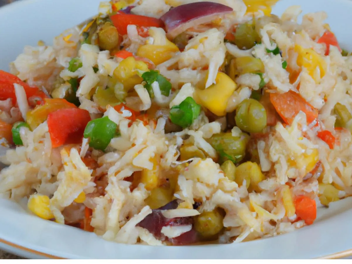 Saltfish Buljol with Rice, Peas and Root Veg Medley Saltfish Buljol with Rice, Peas and Root Veg Medley