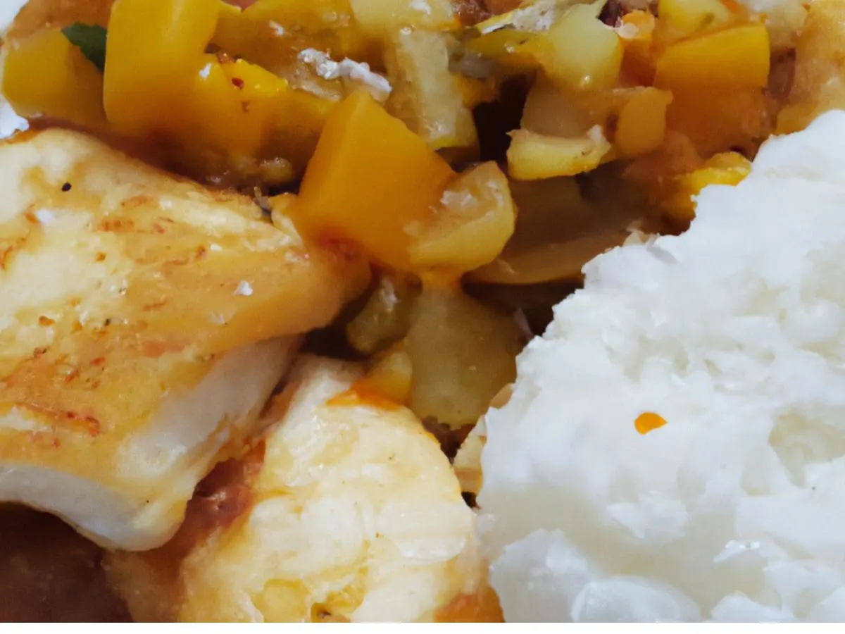 Stew Fish (White Fish Fillet) with White Rice and Root Veg Medley Stew Fish (White Fish Fillet) with White Rice and Root Veg Medley