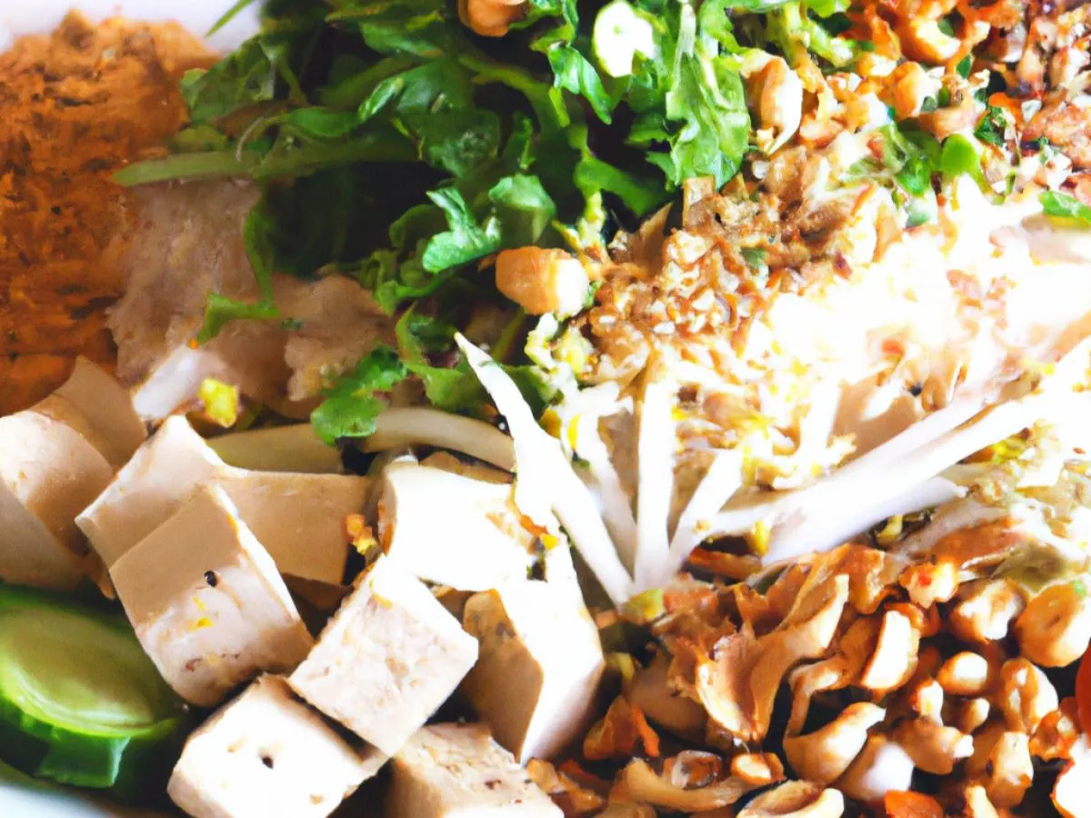 Tofu and Mushroom Larb served with Cold Vermicelli Noodles