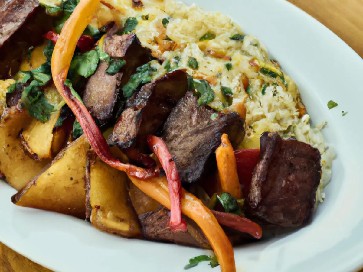 Garlic/Onion Free Lomo Saltado with Andean Rice and Herb Roasted Veggies Garlic/Onion Free Lomo Saltado with Andean Rice and Herb Roasted Veggies