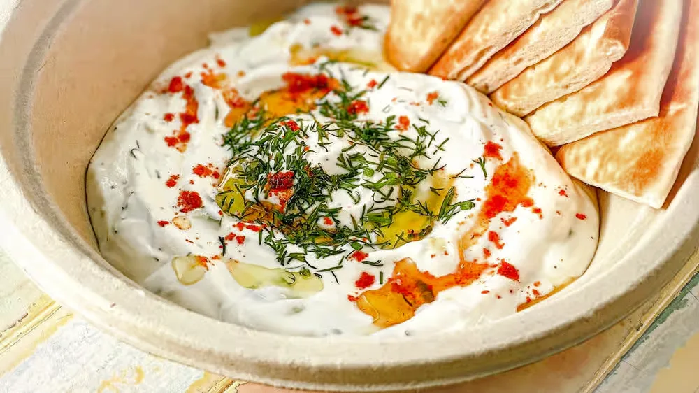 Individually Packaged Side: Cacik (Tzatziki) with Warm Pita Individually Packaged Side: Cacik (Tzatziki) with Warm Pita