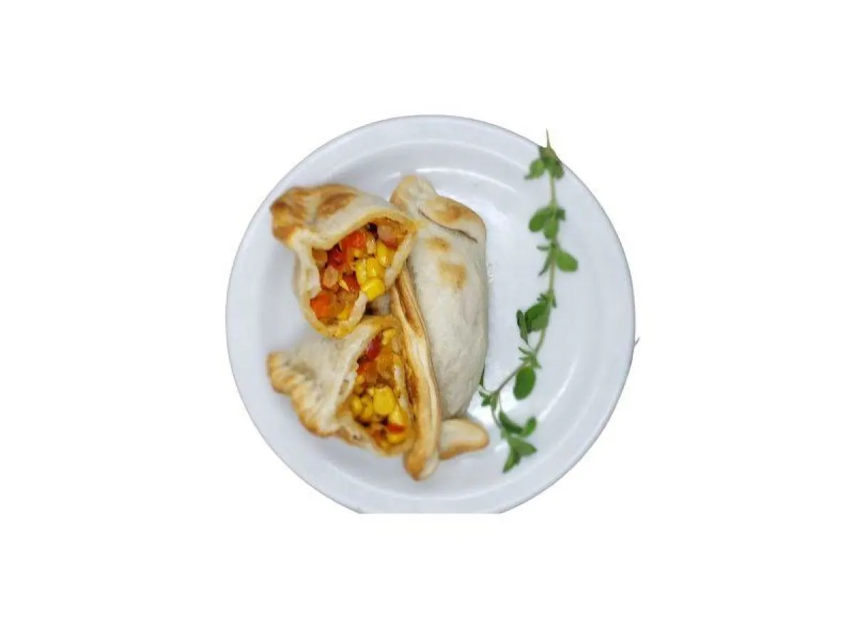 Two Vegan Humita Empanadas with Ensalada Verde Two Vegan Humita Empanadas with Ensalada Verde