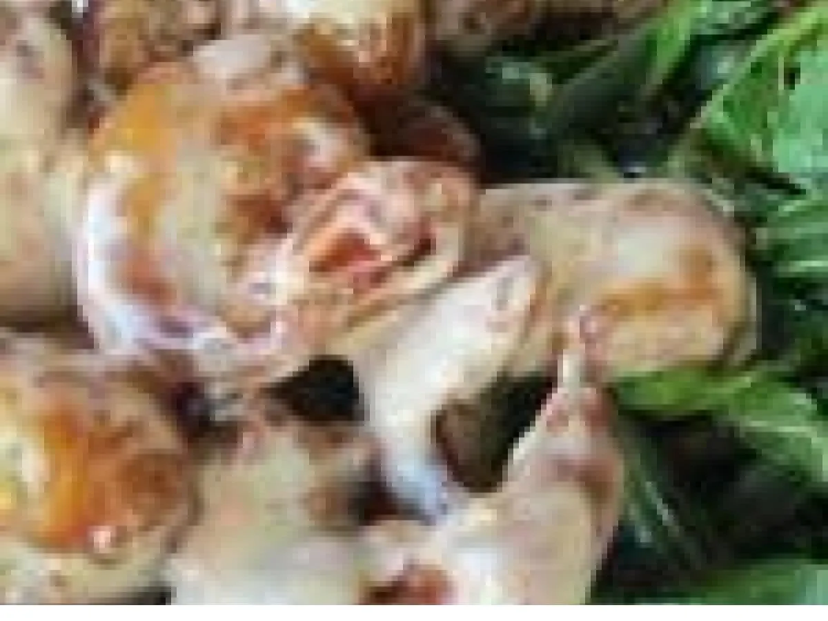 Grilled Shrimp Salad with Broccoli, Carrots, Wontons, Asian Ginger Dressing (No Nuts)