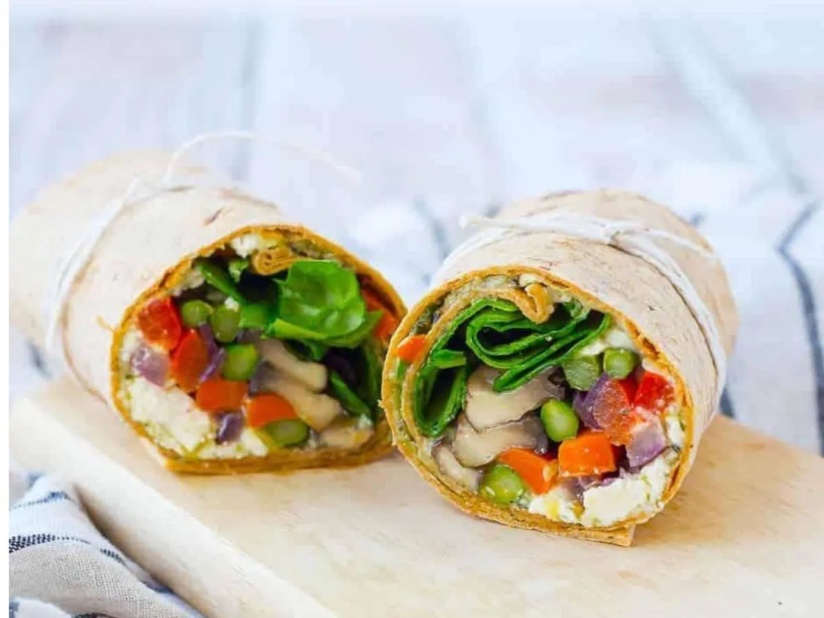 Chilled Grilled Vegetable and Hummus Wrap with Cucumber Salad Chilled Grilled Vegetable and Hummus Wrap with Cucumber Salad