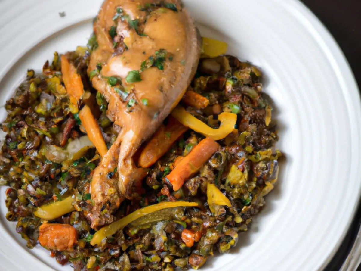 Lemon Pepper Chicken with French Lentils and Seasonal Vegetables