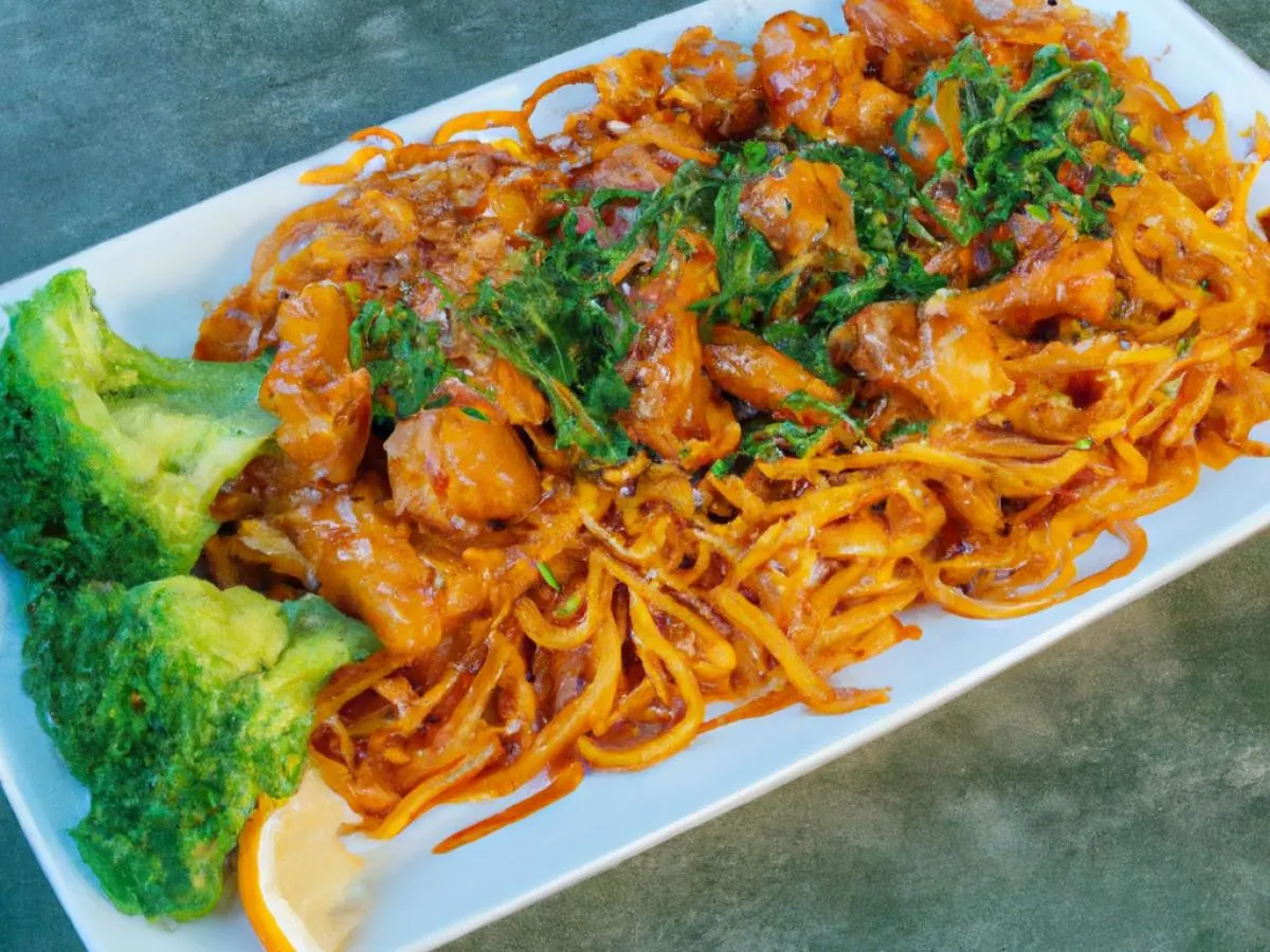 Orange Chicken Yakisoba Noodles with Broccoli