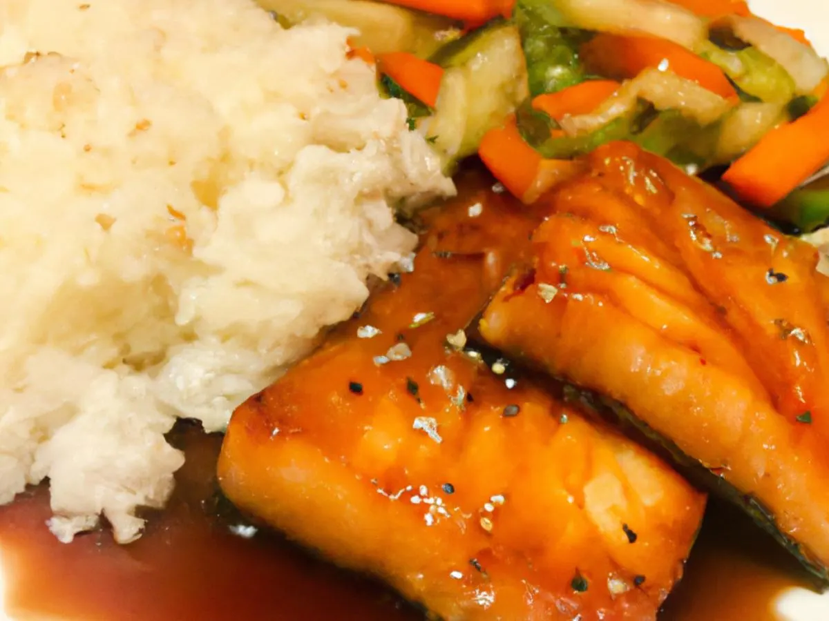 Teriyaki Salmon With Fried Rice and Veggies