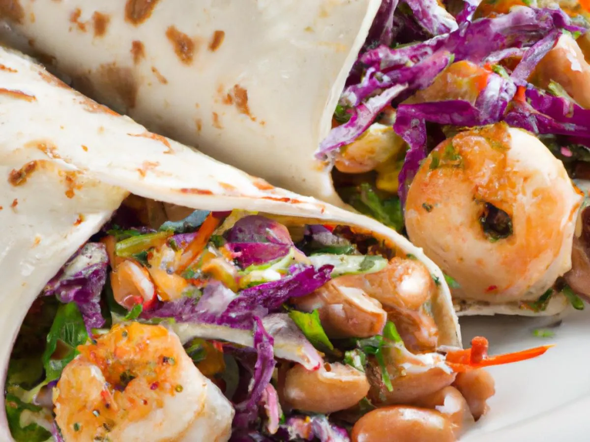 Warm Southwest Prawn Wrap with Cucumber Salad Warm Southwest Prawn Wrap with Cucumber Salad