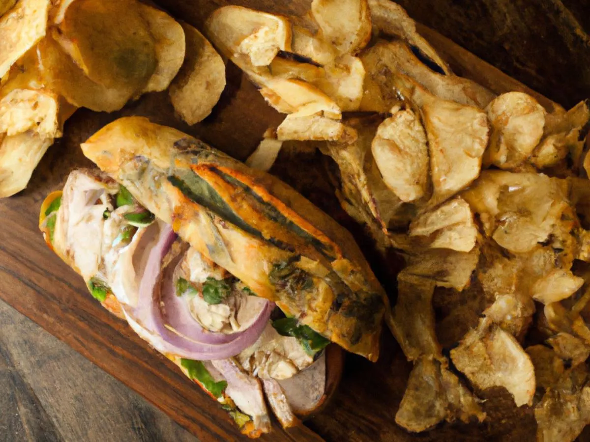 Warm Turkey Pesto Grinder with Truffle Chips Warm Turkey Pesto Grinder with Truffle Chips