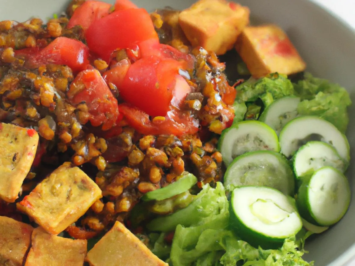Lentil Salad with Fried Tofu and Spicy Chili Sauce Lentil Salad with Fried Tofu and Spicy Chili Sauce