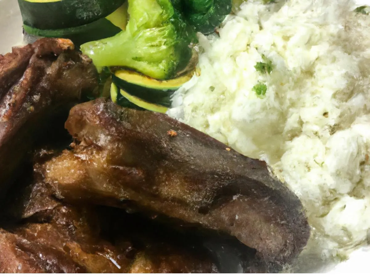 Korean Marinated Pork Rib with White Rice & Sauteed Zucchini Broccoli Korean Marinated Pork Rib with White Rice & Sauteed Zucchini Broccoli