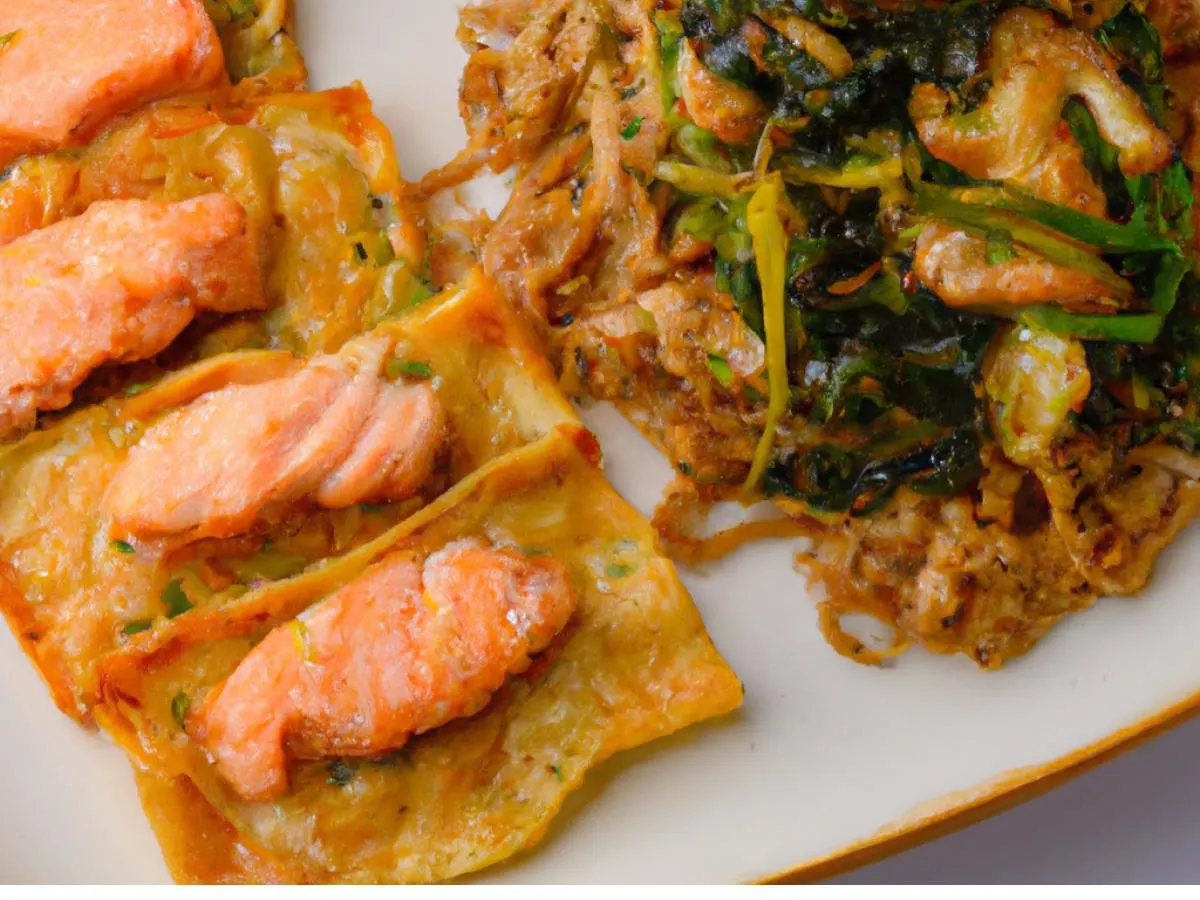 Korean Marinated Salmon with Japchae & Fried Veggie Dumplings Korean Marinated Salmon with Japchae & Fried Veggie Dumplings