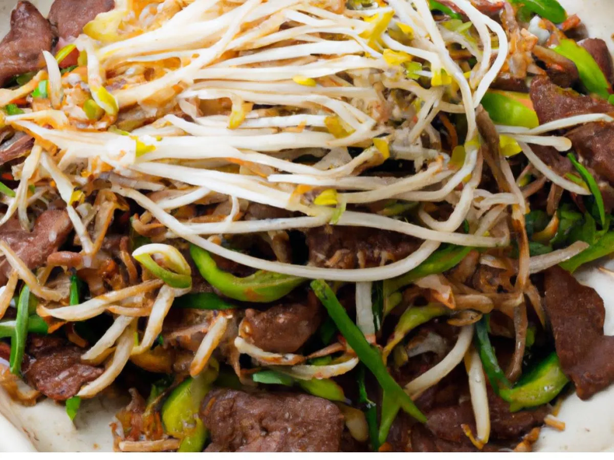 Bulgogi with Japchae & Sauteed Bean Sprouts Bulgogi with Japchae & Sauteed Bean Sprouts