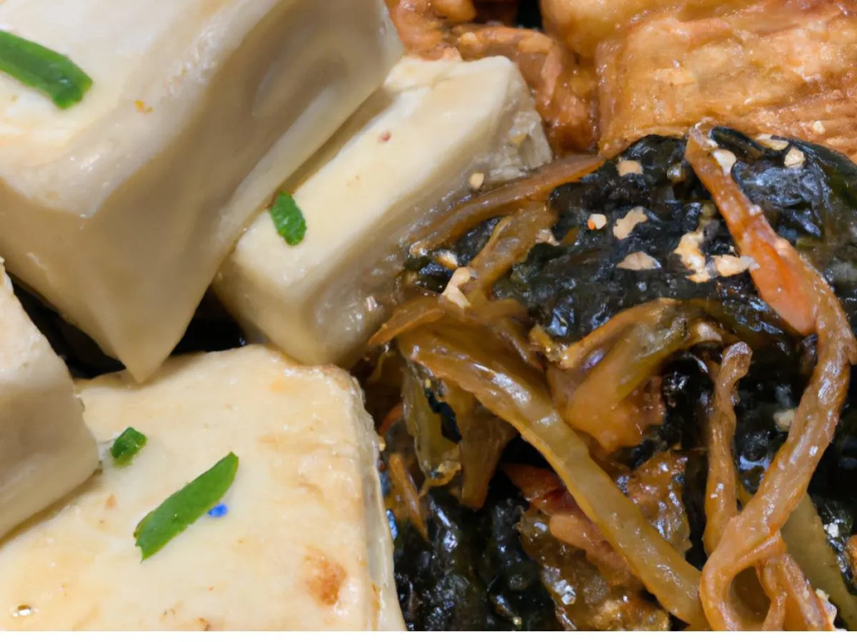 Korean Steamed Tofu with Japchae & Fried Veggie Dumplings Korean Steamed Tofu with Japchae & Fried Veggie Dumplings